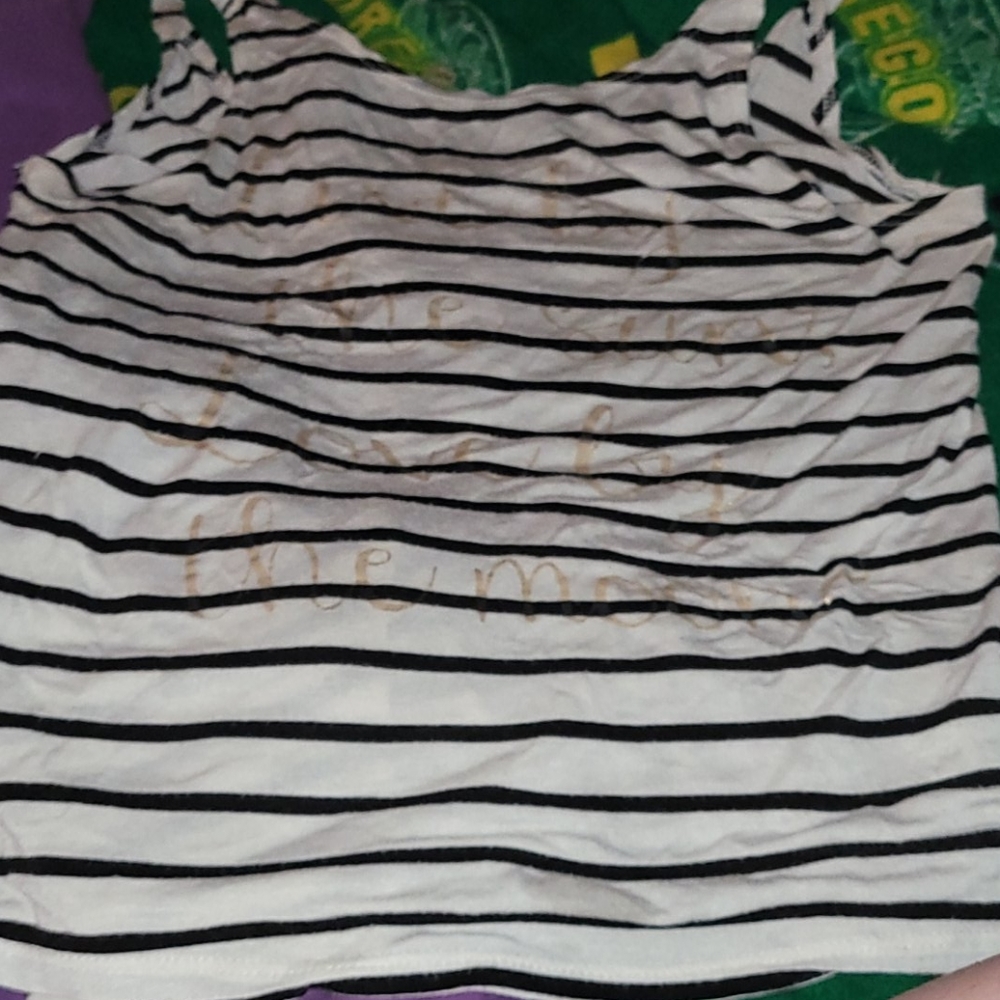 Stripped tang top with writing!